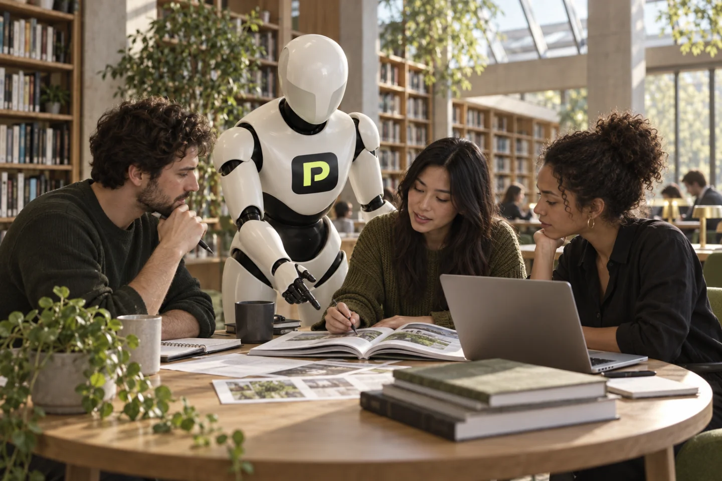 A property professional prepares for a learning session with the Propfessor robot.
