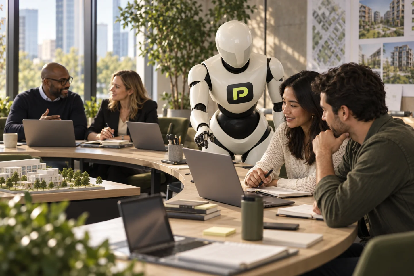 The Propfessor robot helps learners at a practical property software workshop.