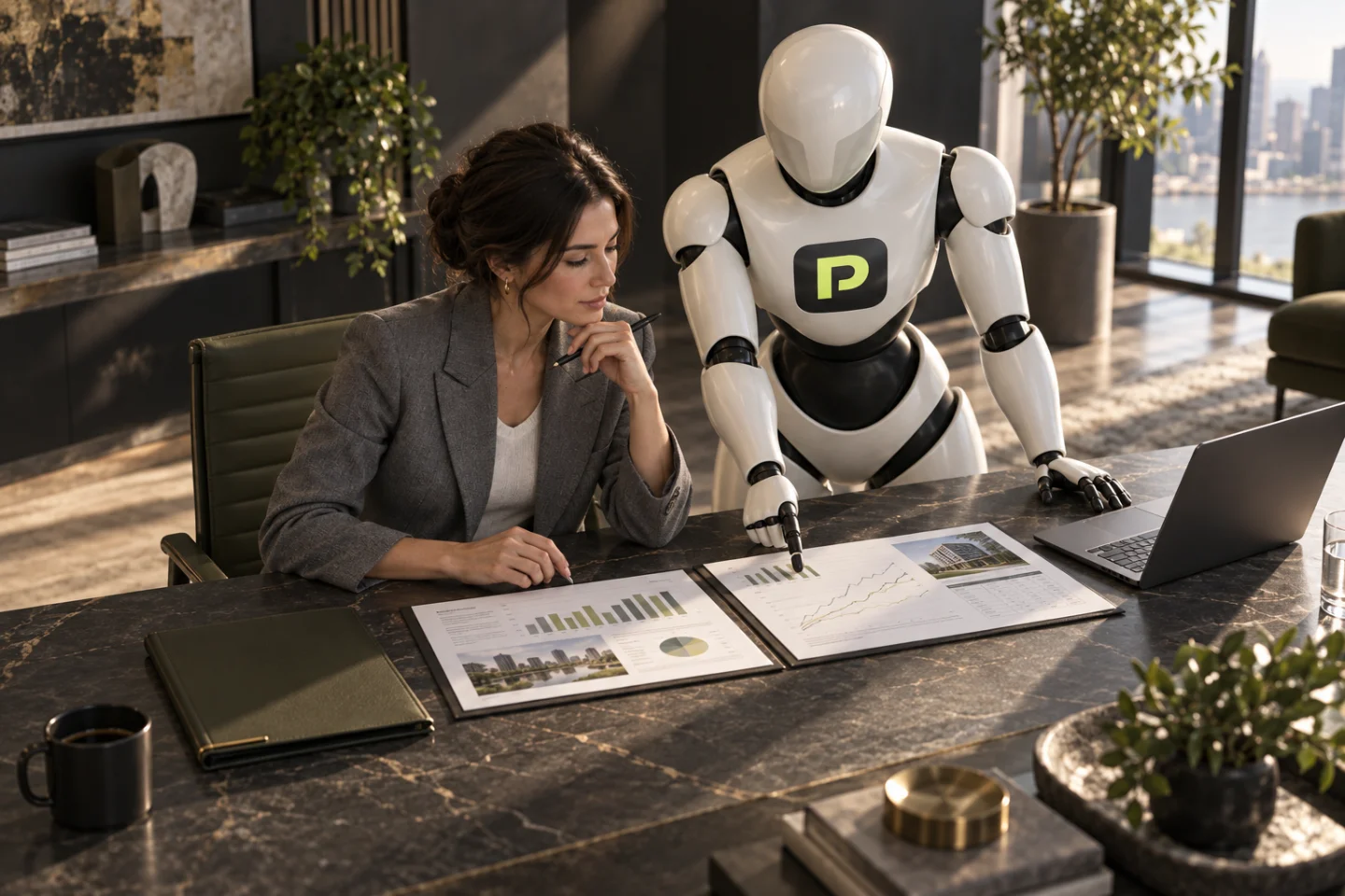 A valuer and the Propfessor robot compare rental scenarios.