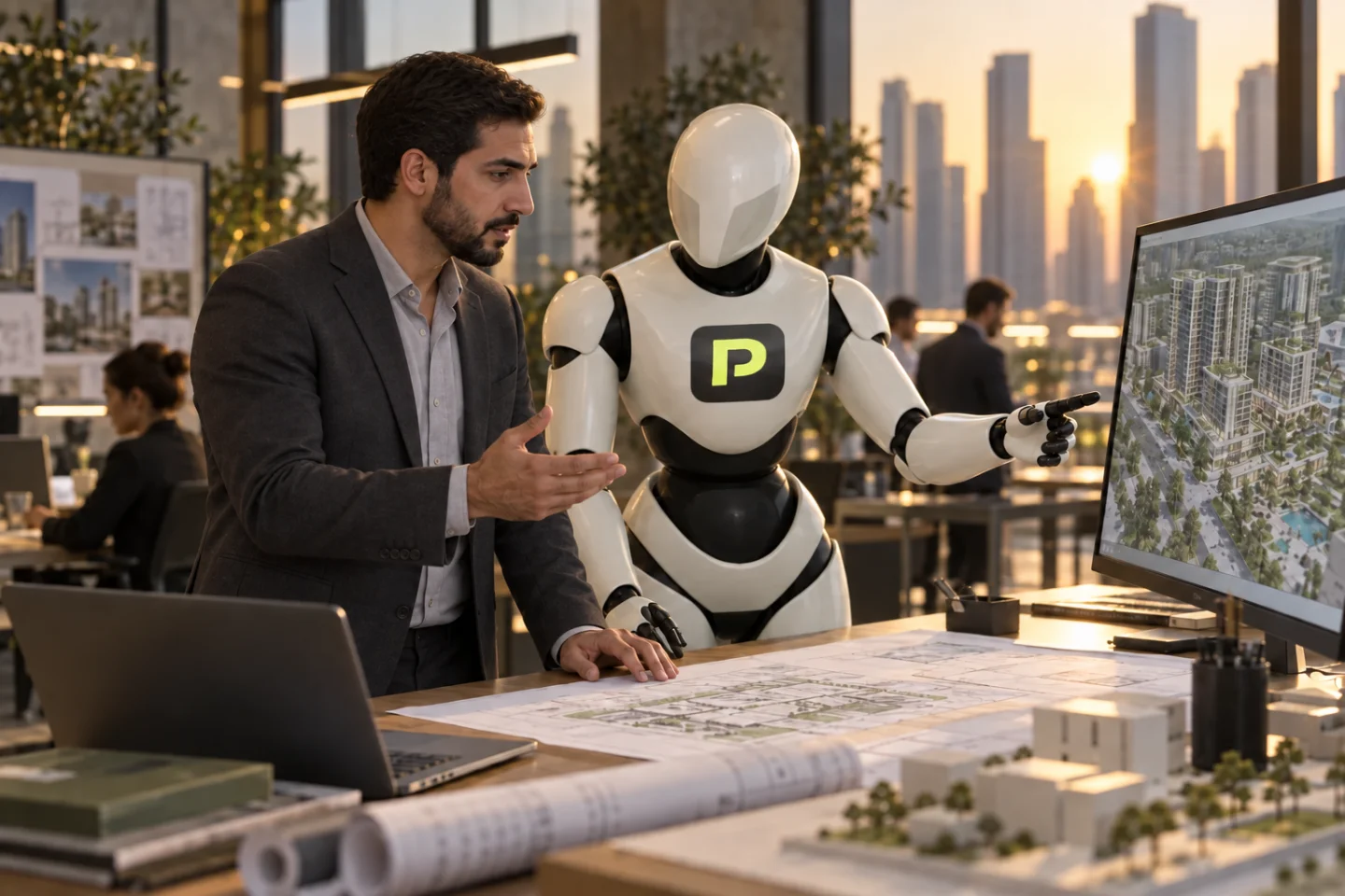 The Propfessor robot helps a property professional at work.